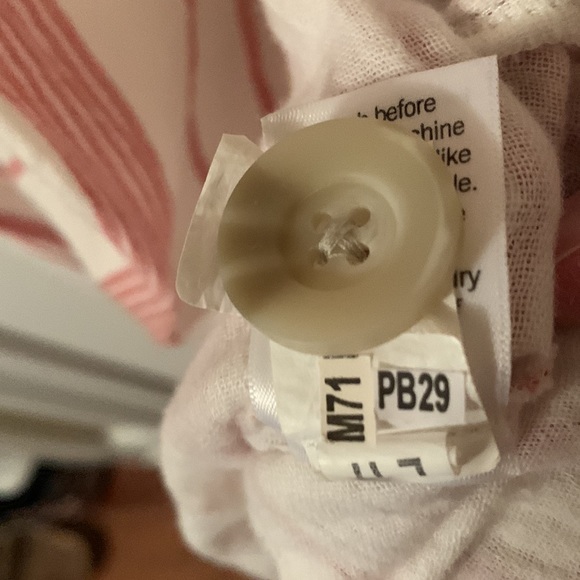 NWT Sonoma cream & mauve striped sleeveless cotton midi-dress w/decor buttons 4x - Picture 11 of 11